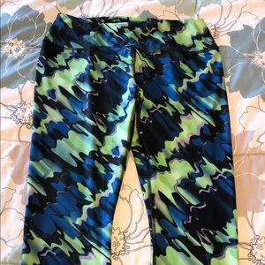 Reebok blue/green athletic workout leggings/pants